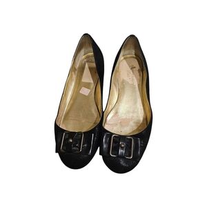 Anne Klein Black Flats with Decorative Buckle